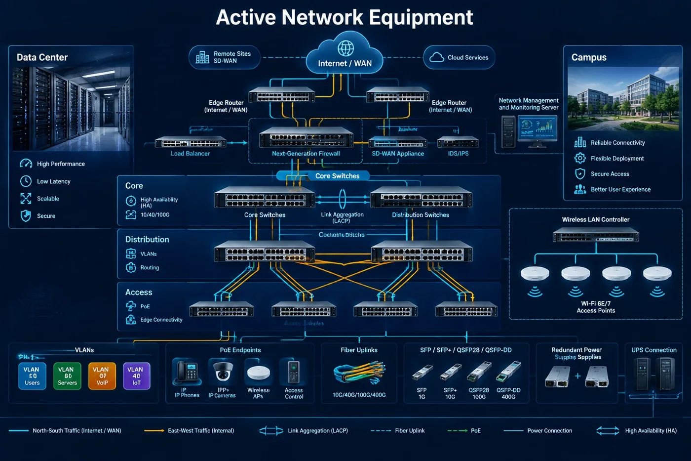 Active networking: switching, routing & PoE